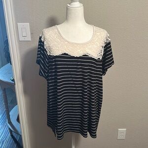 2xl Umgee Black and White Striped Top